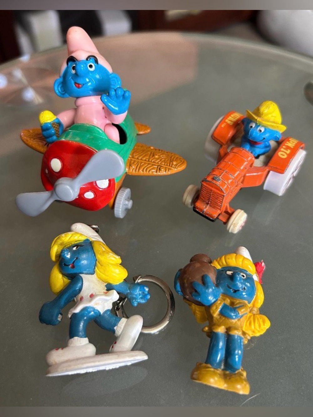 Lot Of 4 Vintage Smurfette, Baby Smurf, Tractor Smurf Peyo